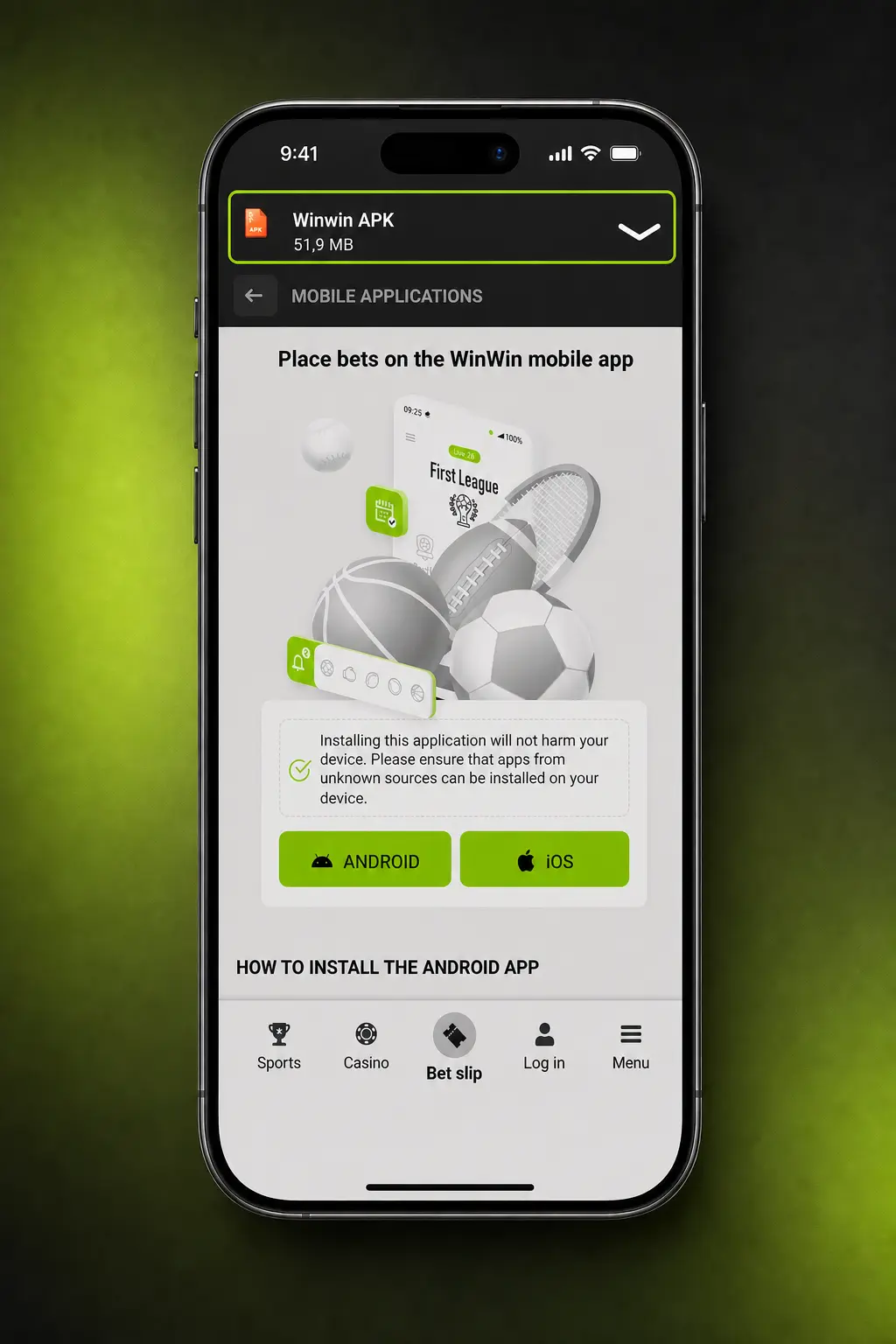 WinWin APK download for Android with four steps and security prompt installation