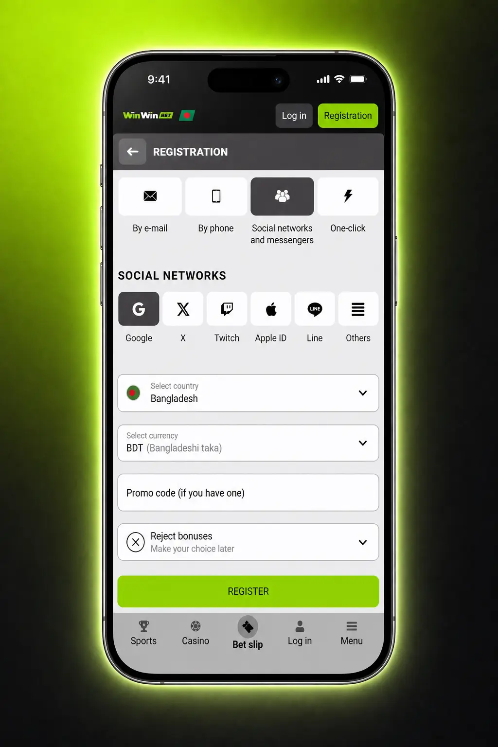 Screenshot showing how to activate a bonus in Bangladesh before depositing, with wagering and expiry details